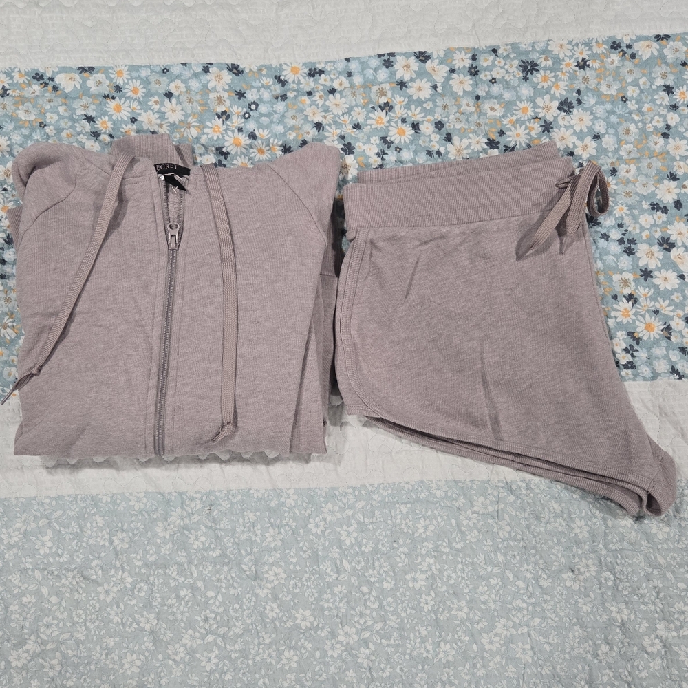 Women's Victoria Secret shorts and zip hoodie, size Large, mauve color.